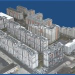 A photorealistic model of a residential neighborhood.